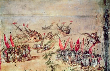 Cortes versenkt seine Flotte vor der Küste Mexikos, 1518